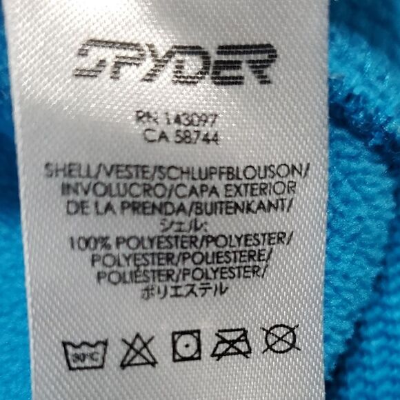 Spyder Teal Blue Ribbed Full Zip Jacket - Picture 7 of 8